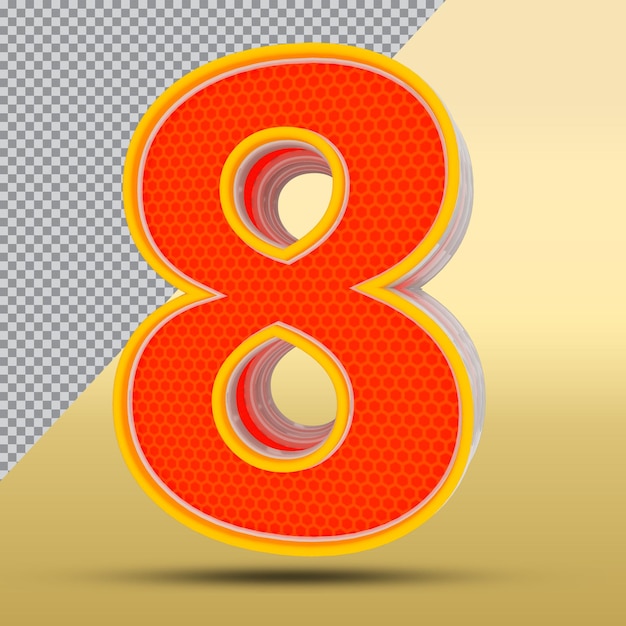 3d Numéro 8 Style Couleur Orange Png