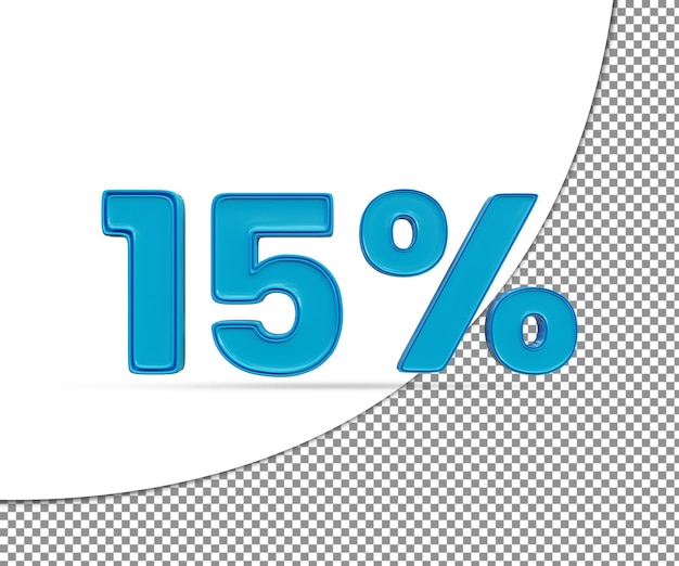 PSD 3d número brilhante 15 por cento