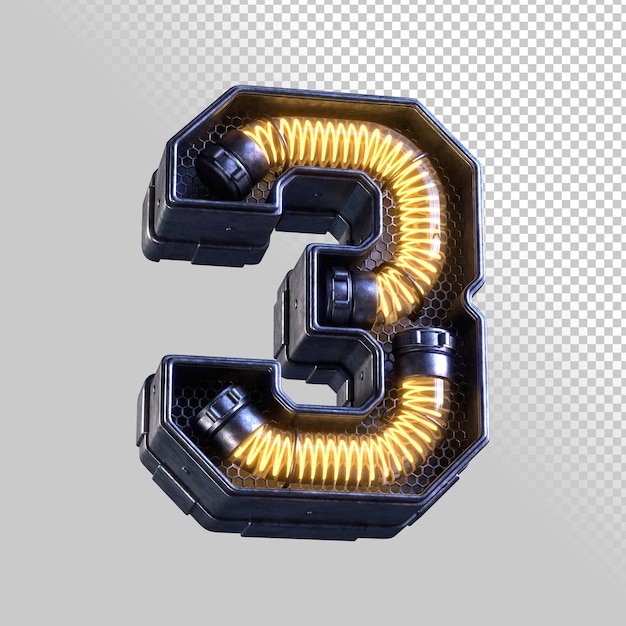 3d numero luce al neon 3