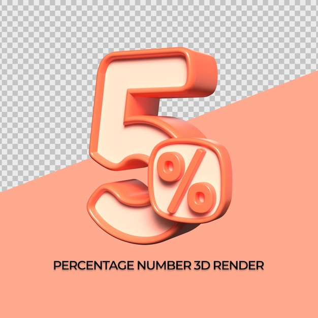 3d número naranja en venta descuento 5 porcentaje número progres