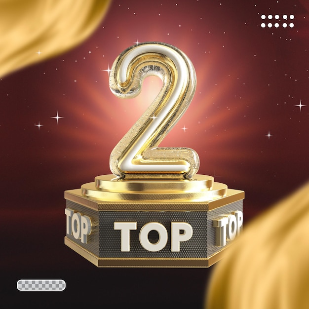 3d número top 2 de ouro com pódio