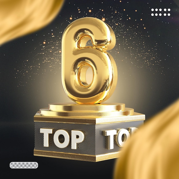 3d número top 6 de ouro