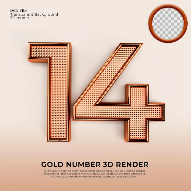 3d numeros 14gold lujo