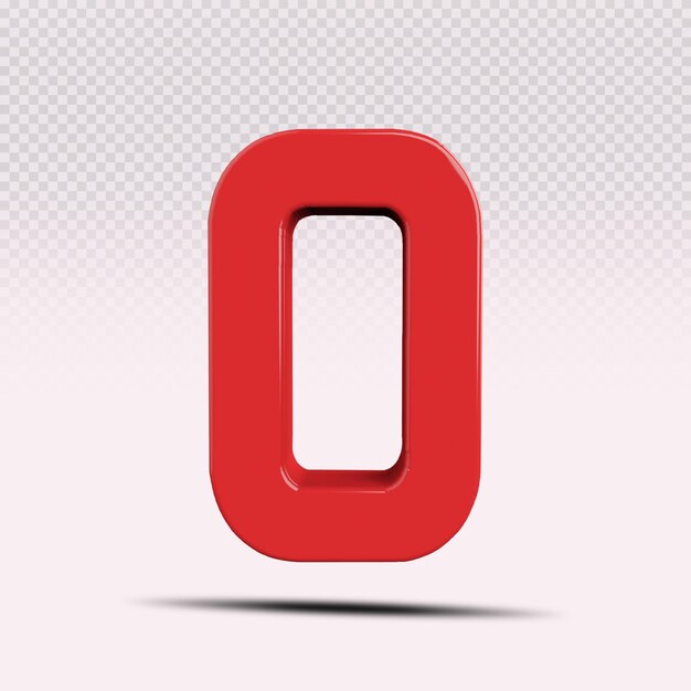 3D Nummer 0 rot kreativ rendern