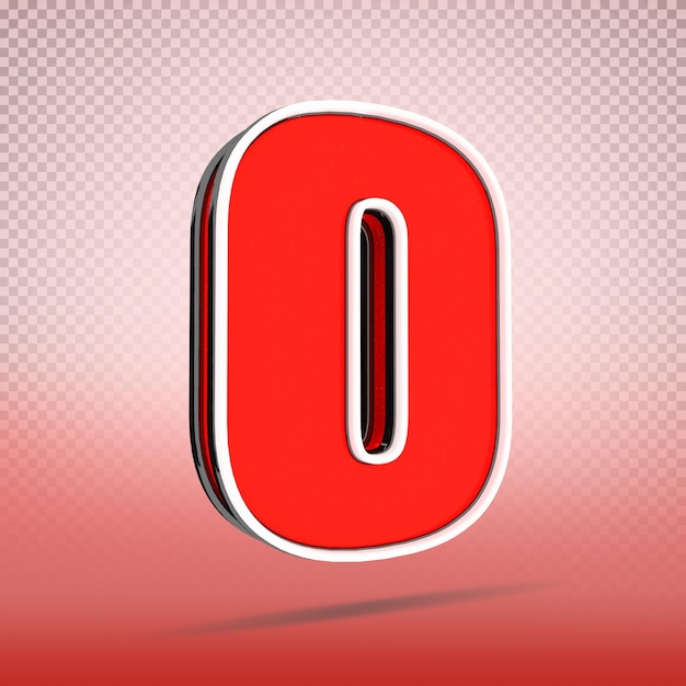 3D Nummer 0 Stilfarbe Rot