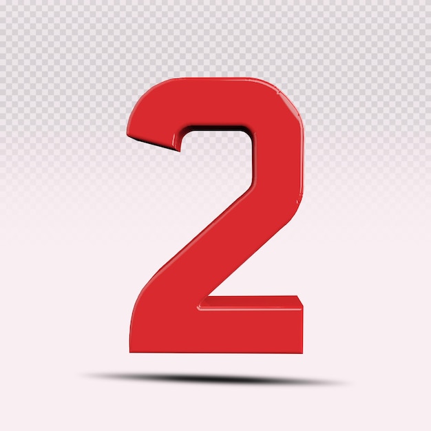 3D Nummer 2 rot kreativ rendern
