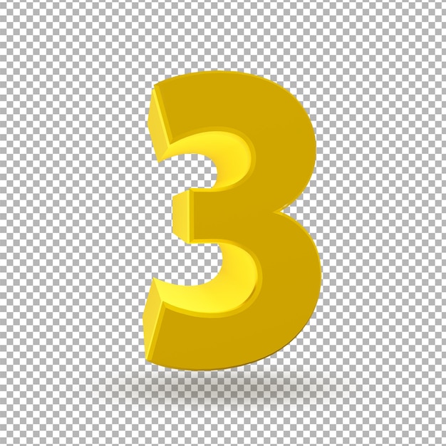3D-Nummer 3 mit goldenem Stil