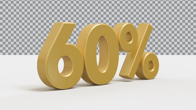 3D-Nummer 60 Prozent goldener Luxus rendern