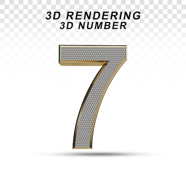 3D Nummer 7 weiß mit goldener Textur für die PSD-Komposition