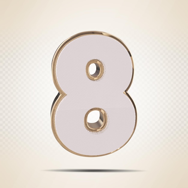 3D Nummer 8 Gold rendern