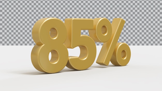 3D-Nummer 85 Prozent goldener Luxus rendern