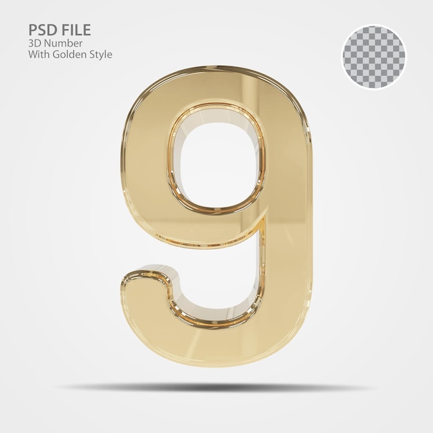 3D Nummer 9 Gold