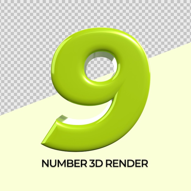 3D Nummer 9 grüne Farbe