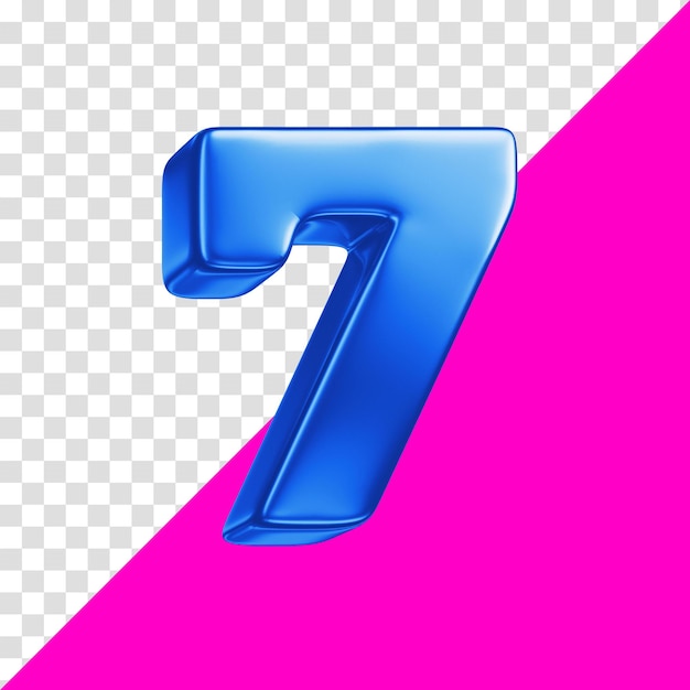 3D-Nummer in Blau mit rosa Hintergrund