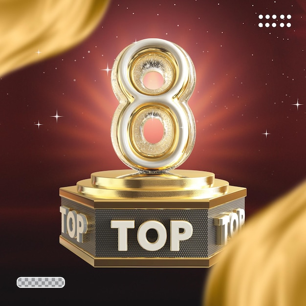 3d nummer top 8 gold mit podest