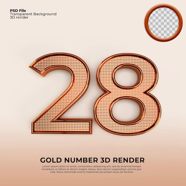 PSD 3d-nummern 28 goldluxus