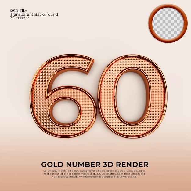 PSD 3d-nummern 60 gold luxus