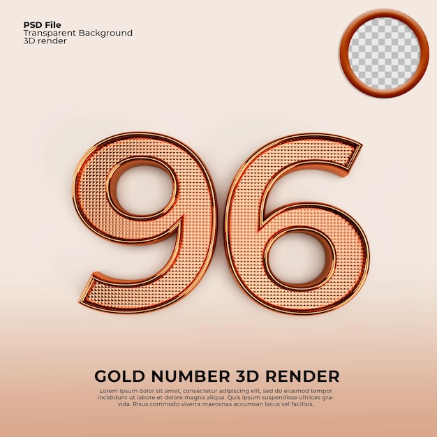 PSD 3d-nummern 96 gold luxus