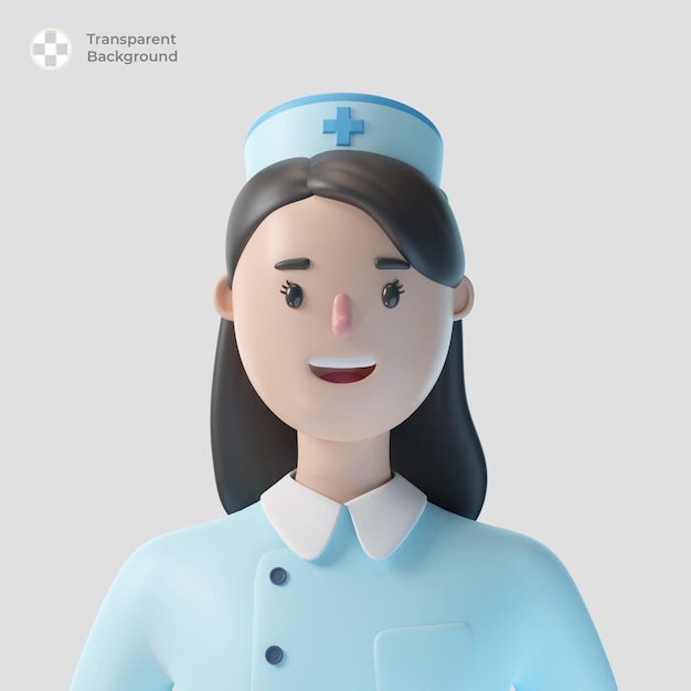 3d nurse cartoon character avatar isolated in 3d rendering