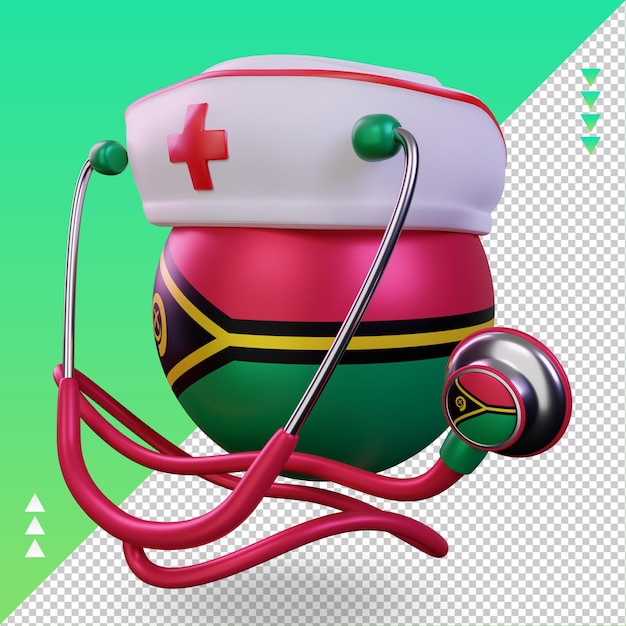 3d Nurse Day Vanuatu flag rendering vista destra