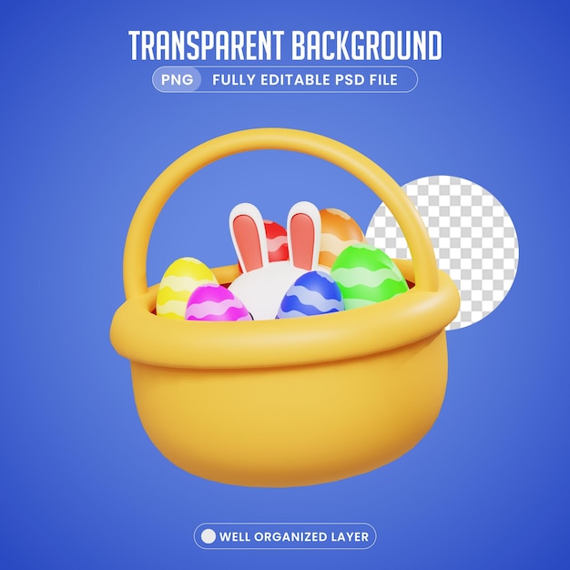 PSD 3d object easter basket png