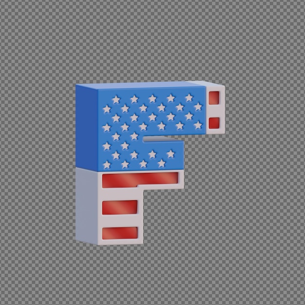 PSD 3d-objekt-alphabete mit transparentem hintergrund