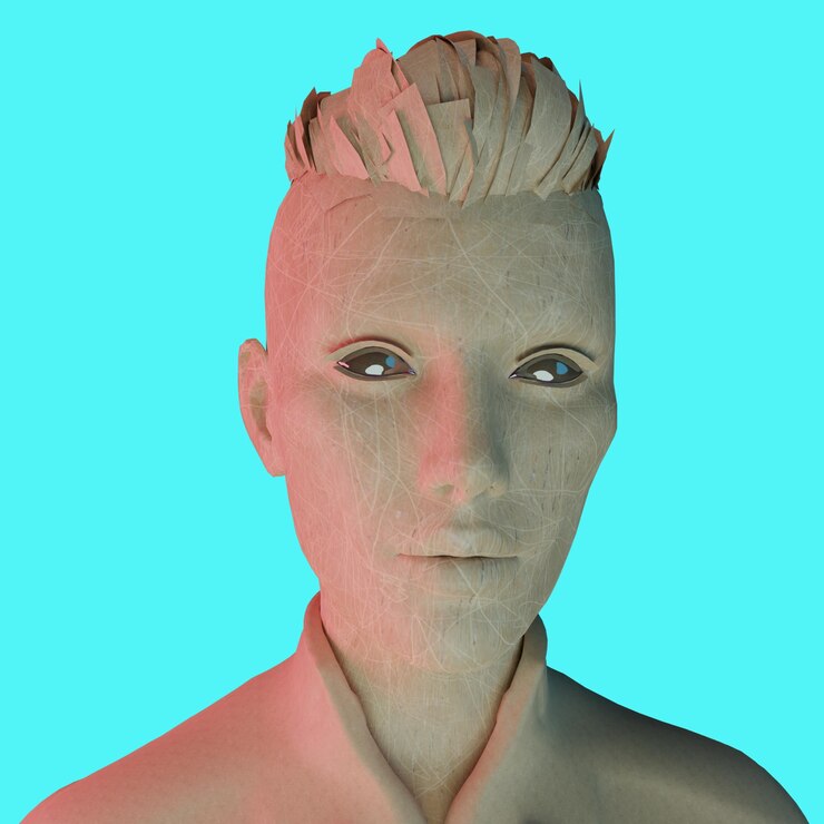 PSD 3d-objekt, das mähgesicht darstellt