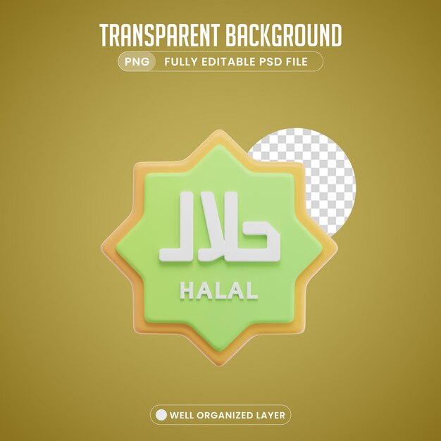 PSD 3d-objekt halal-tag png