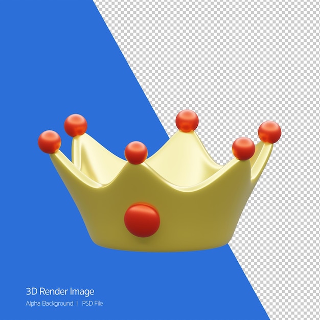 3D-Objekt-Rendering der Krone-Symbol isoliert.