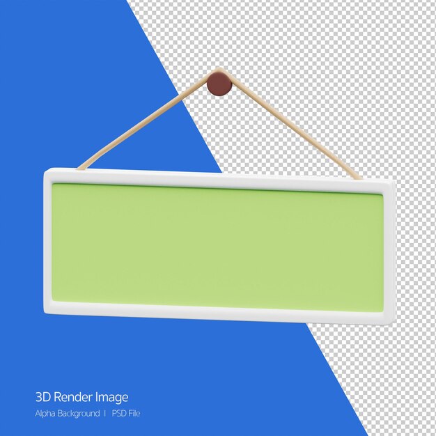 3D-Objekt-Rendering des grünen Zeichens leere Plank-Board-Symbol isoliert.