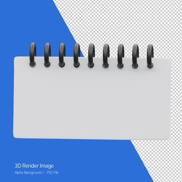 3D-Objekt Rendering des leeren Notizblock-Memo-Symbols isoliert.