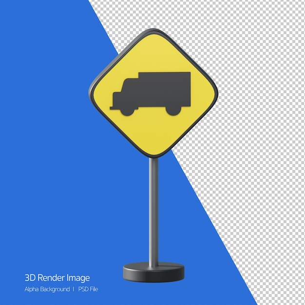 3D-Objekt-Rendering von Verkehrszeichen. Lkw-Überfahrt