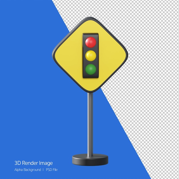 3D-Objekt-Rendering von Verkehrszeichen. Signal vorne
