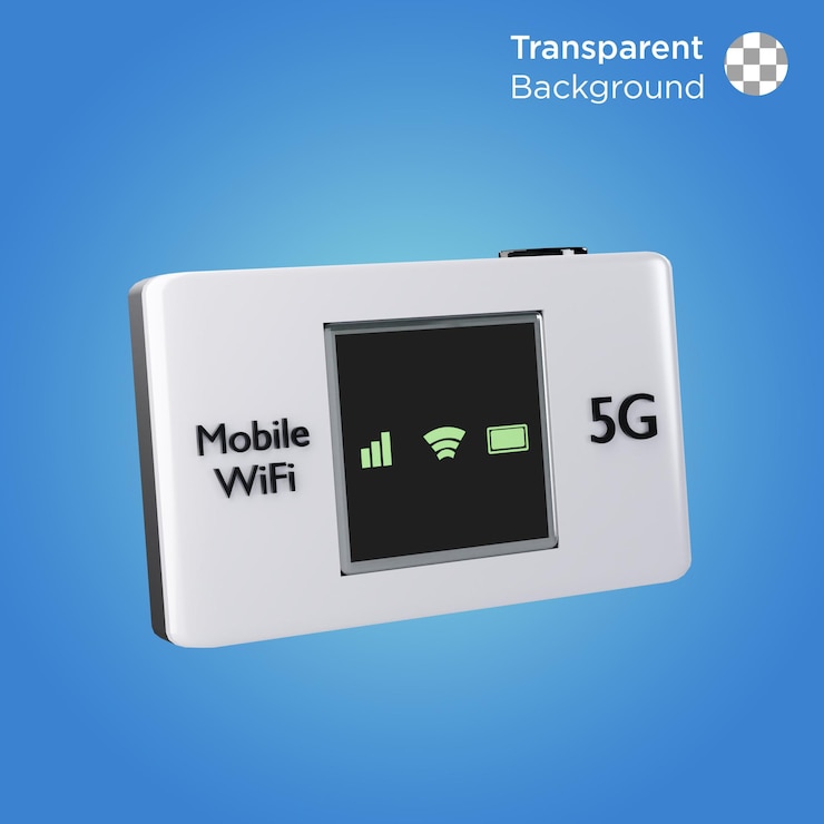 PSD 3d-objekt silbernes mobiles wi-fi mit wi-fi-signal und batterie-indikatorlicht