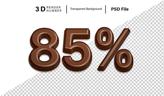 3d ochenta y cinco descontos recientes 85 color chocolate oscuro aislado sobre un fondo transparente
