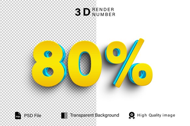 3d Ochenta descuento reciente 80 Color dorado aislado en fondo transparente