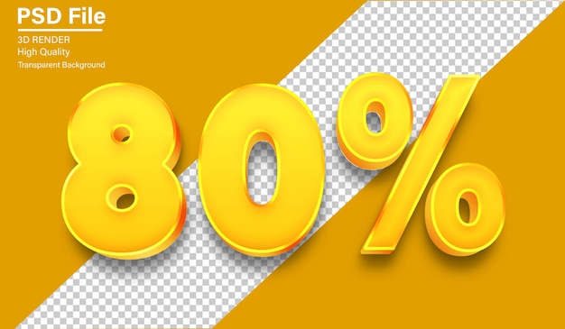 3d Ochenta descuento reciente 80 Color dorado aislado en fondo transparente