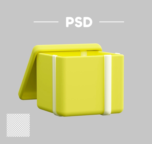 PSD 3d offene gelbe geschenkbox