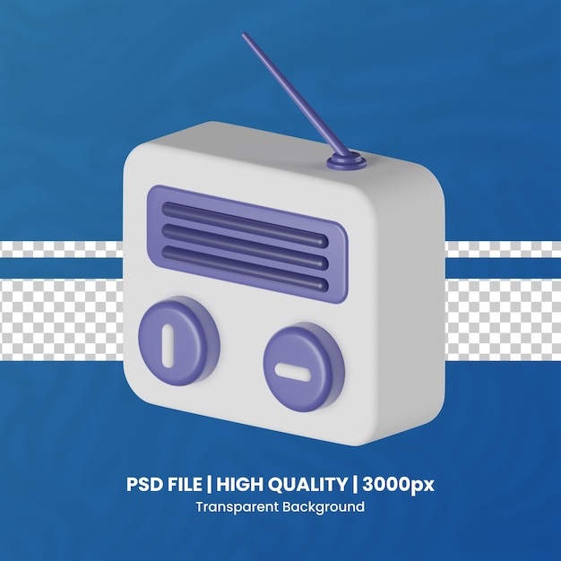 3d old radio high quality render transparent background radio 3d render icon pack