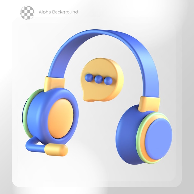 PSD 3d online shopping customer support bubble chat commentaire casque