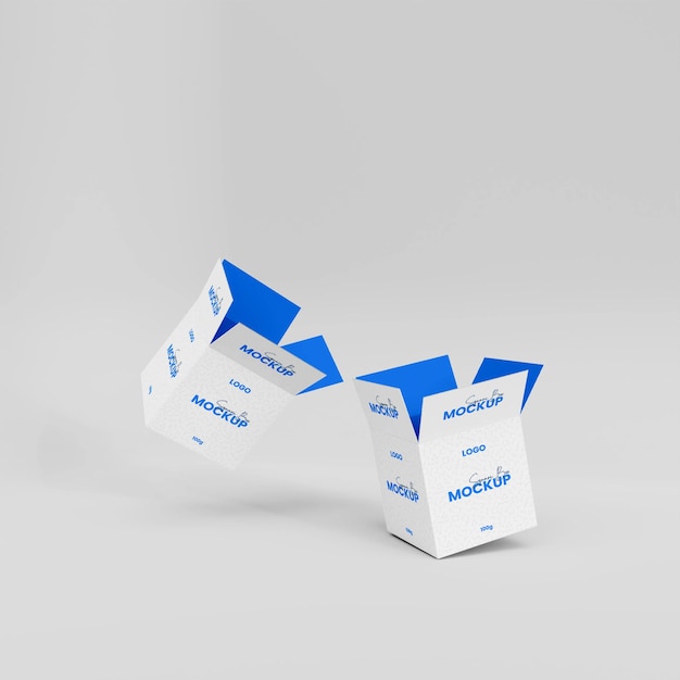 3d open e close square box mockup