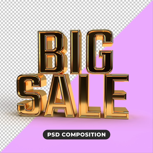 PSD 3d or grande vente fond transparent