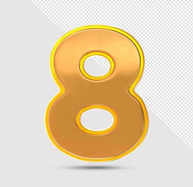 3d or numéro 8 isolé