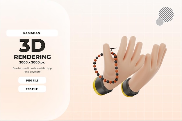 3d orando dzikir icono ilustración objeto premium psd