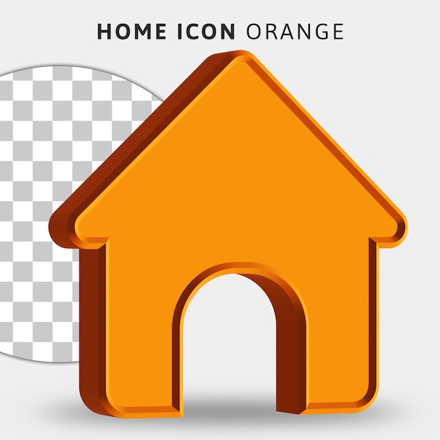 3D orange Home-Symbol auf transparentem Hintergrund