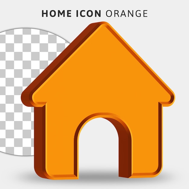 3d orange home-symbol auf transparentem hintergrund