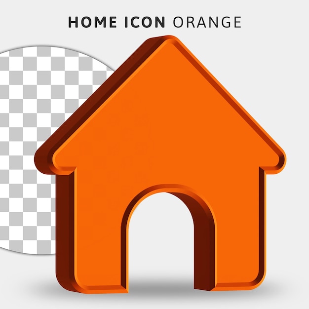 3D orange Home-Symbol auf transparentem Hintergrund