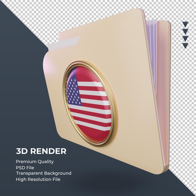 3d-ordner amerika flagge rendern rechte ansicht