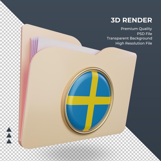 PSD 3d-ordner schweden flagge rendering linke ansicht