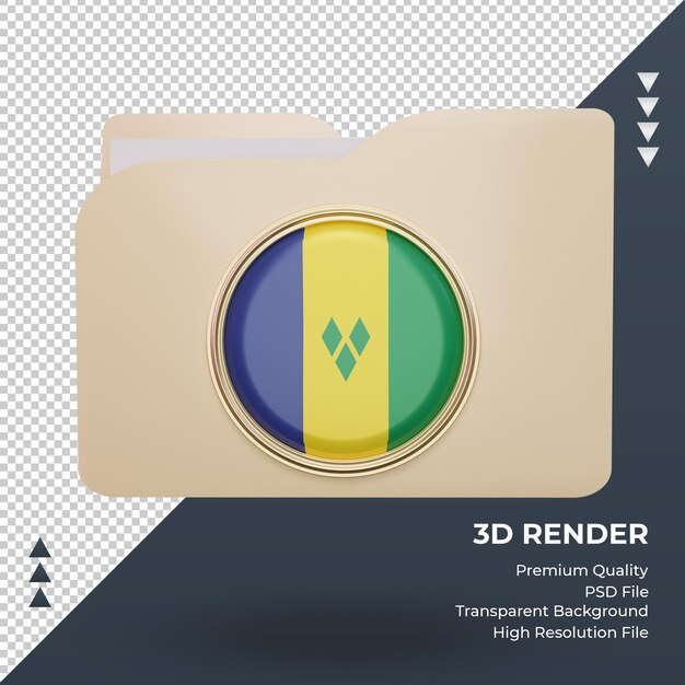 3D-Ordner St. Vincent und die Grenadinen Flagge Rendering Vorderansicht